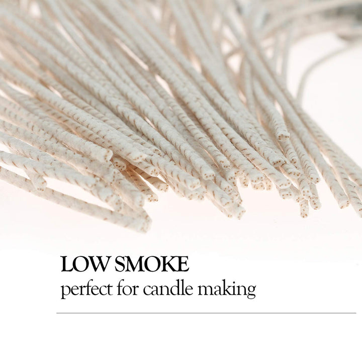 100pcs 6inch Soy Candle Wicks for Candle Making - Coated with Natural Soy Wax, Low Smoke - Cotton Threads Woven with Paper -Thick Candle Wick with Base.