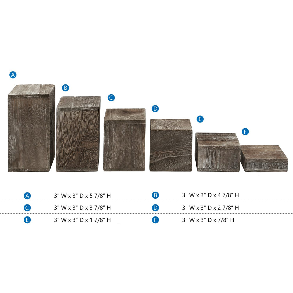 MOOCA Wooden 6 Pcs Square Risers for Display Jewelry an