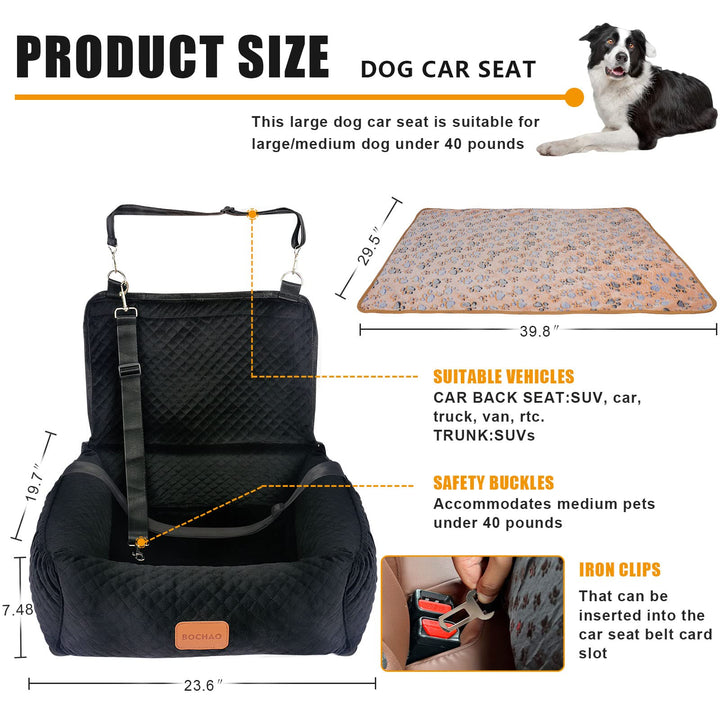 Bochao Multipurpose Car Seat for Large Dogs; Comfortable &amp; Safe - Convertible Dog Bed &amp; Sofa Cushion