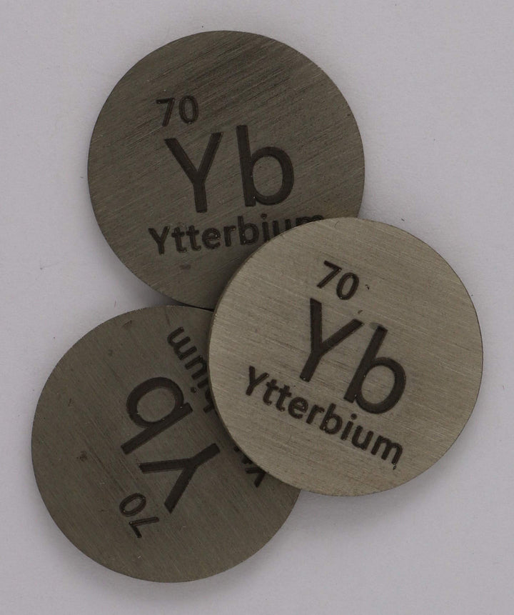 Ytterbium (Yb) 24.26mm Metal Disc 99.9% Pure for Collection or Experiments