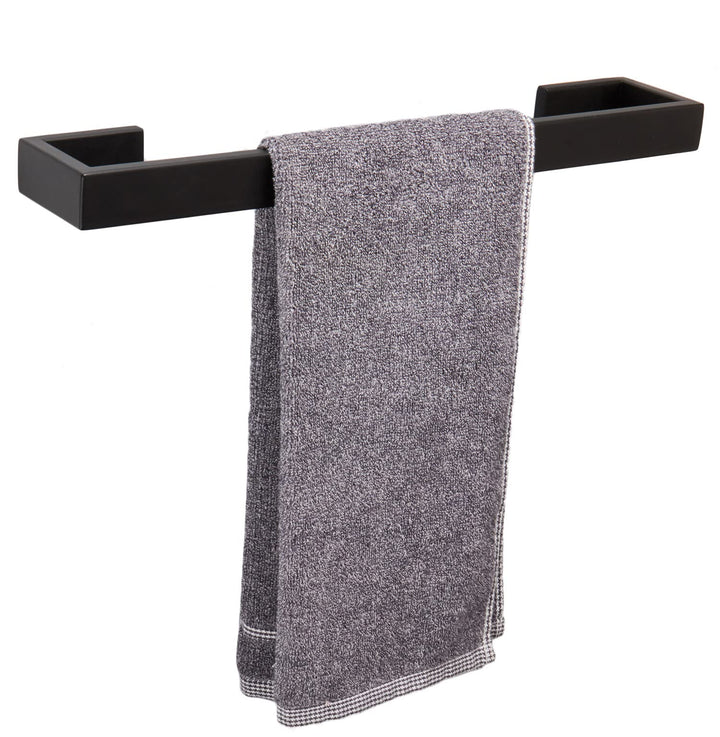 Bath Towel Rack - Square Base Thicken SUS304 Stainless Steel Towel Bar for Bathroom, Bathroom Bar Accessories Towel Rod Heavy Duty Wall Mounted Towel Holder (Matte Black, 12 Inch)
