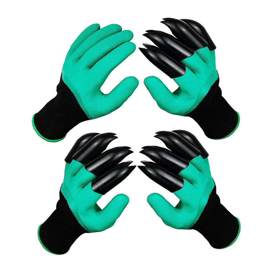 2 Pairs Garden Gloves with Claws -for Digging - Waterproof, Best Gardening Gifts for Men and Women(New Green)