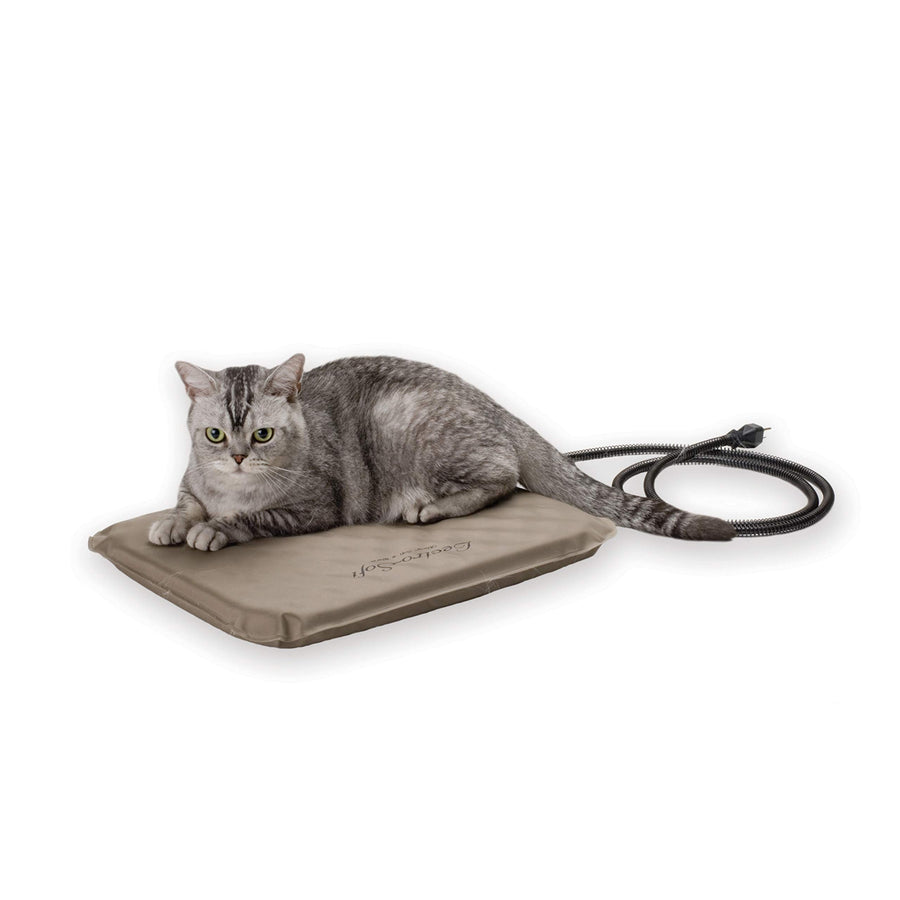 Lectro-Soft Orthopedic Outdoor Heated Cat Bed for Outdoor Cat Houses, Safety Listed Automatic Warming Pad, Soft and Flexible, Waterproof, Washable Cover - Small 18 X 14in Tan 20W