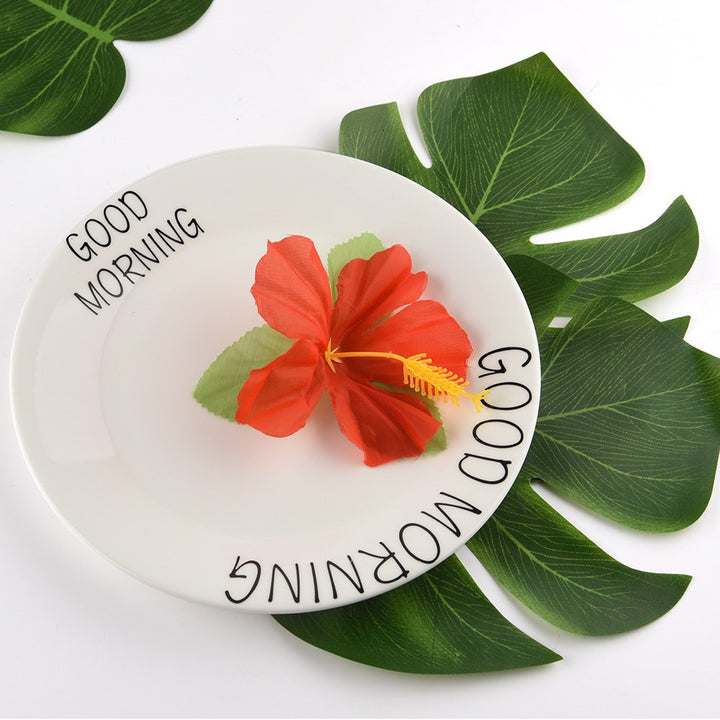 88 Pcs 20cm/8 Tropical Palm Leaves and Silk Hibiscus Flowers Party Decor, Artificial Monstera Plant Leaves Flowers Hawaiian Luau Party Jungle Beach Theme BBQ Birthday Party Decorations Supplie
