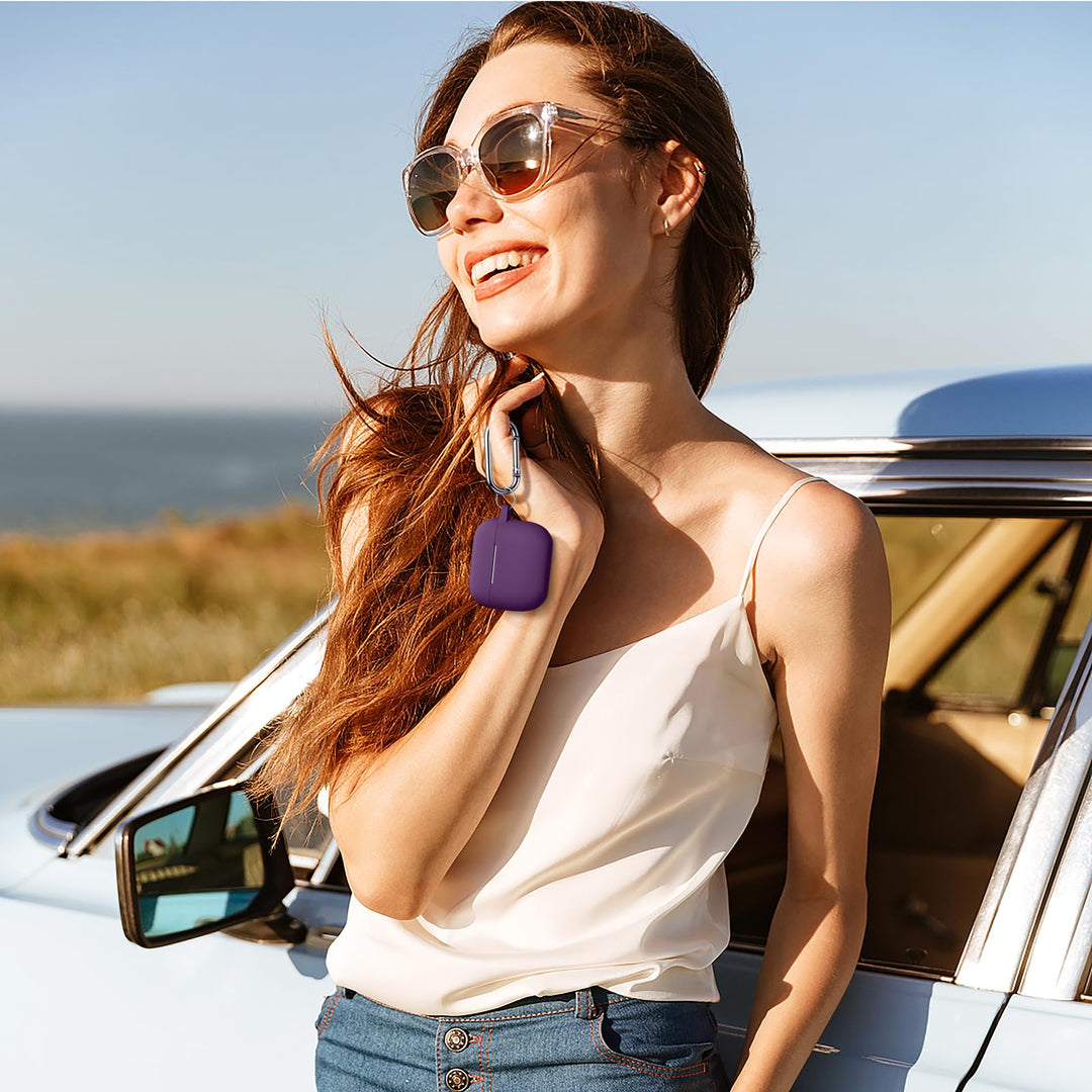 Compatible with AirPods 3rd Generation Case Cover 2021, Soft Silicone Shock-Absorbing Protective AirPods 3 Case Skin with Keychain, Support Wireless Charging, Front LED Visible, Lavender