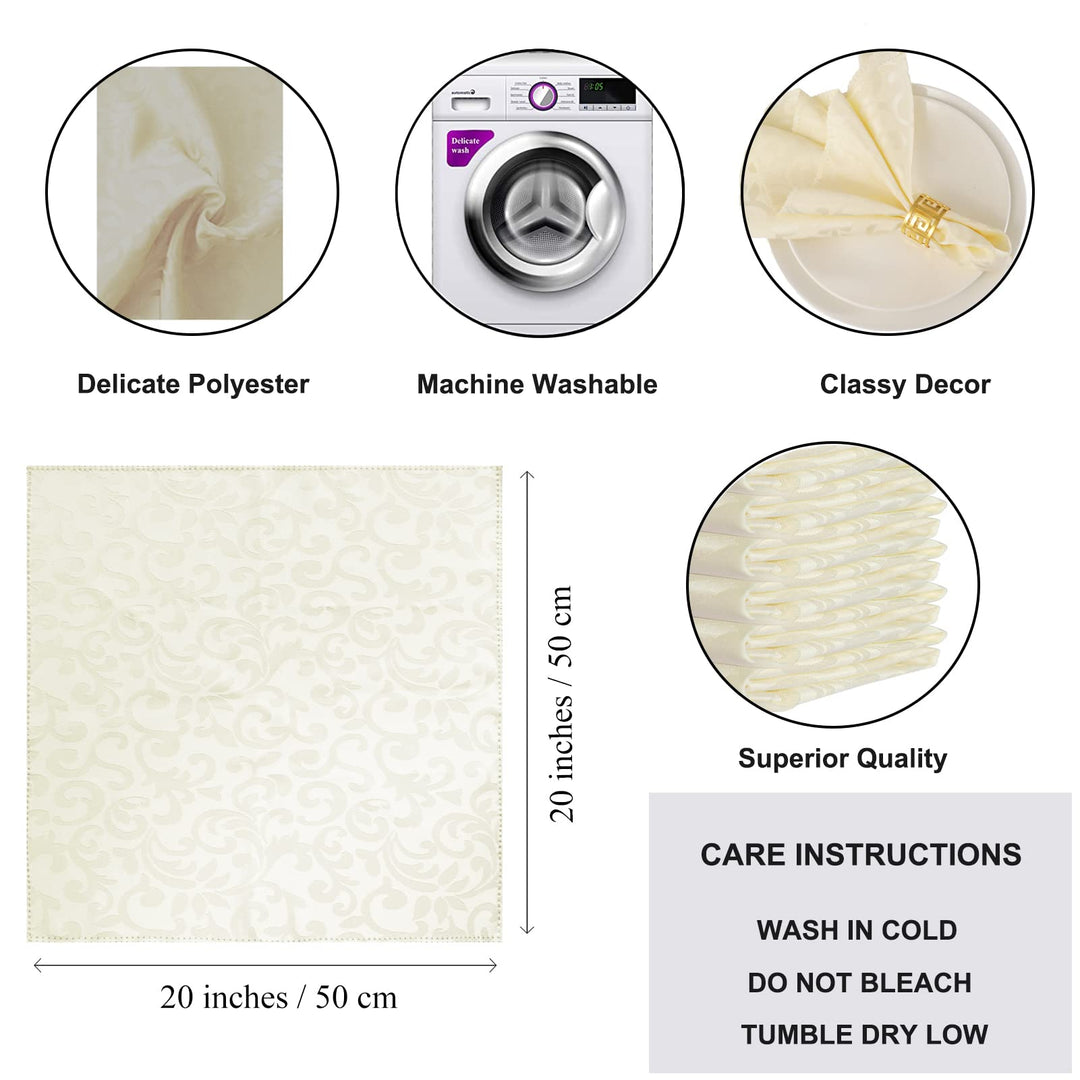 Cloth Napkins Set of 12 20x20 Inches Washable Polyester Everyday Use Table Napkins Reusable Durable Dinner Napkins for Weddings, Parties, Holiday Dinner, Beige