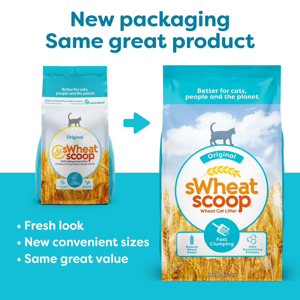 Natural Wheat Cat Litter, Original, Fast Clumping with Odor Neutralizing Enzymes, 25 Pound Bag