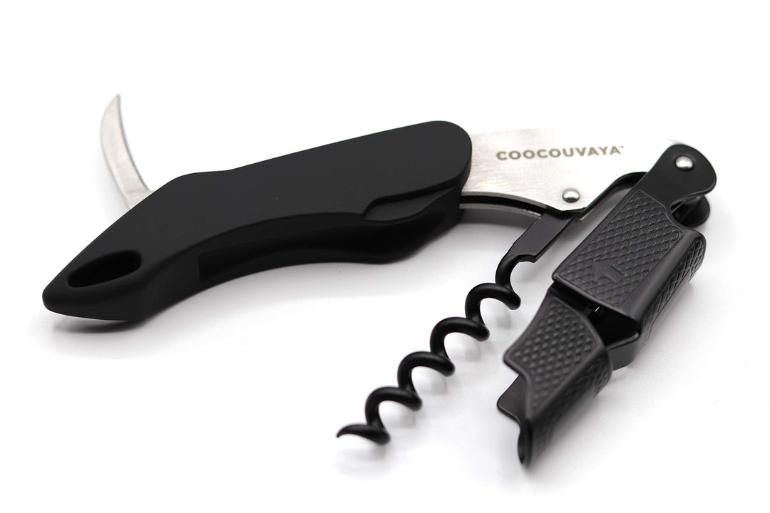 Wise Products Premium Professional Corkscrew Wine Bottle Opener Black Edition for Wine Lovers, Sommeliers, Waiters and Bartenders Eco friendly pouch and packaging.(1 PACK)