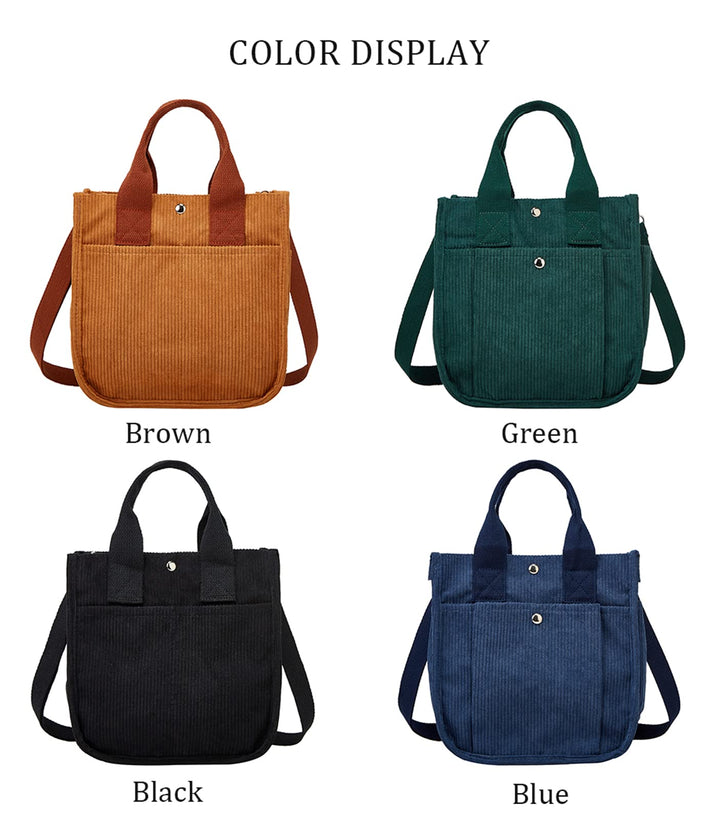 Corduroy Tote Bag Crossbody Unisex Messenger Shoulder Mommy Handbag Casual Hobo Sling Daily Shopping Travel Commuting