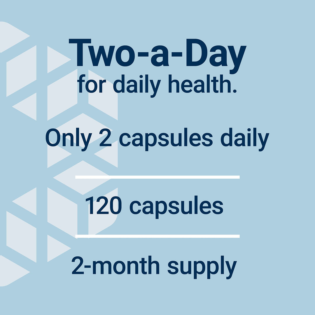 Two-Per-Day Multivitamin, Vitamins B, C, D, zinc, Packed with Over 25 Vitamins, Minerals &amp; extracts, Two-Month Supply, Non-GMO, Gluten-Free, 120 Capsules