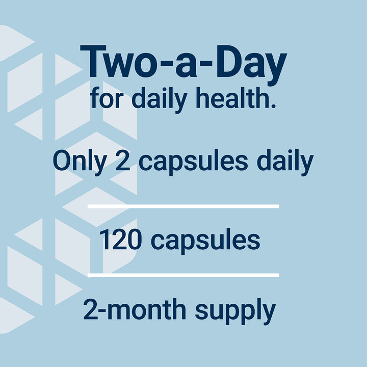 Two-Per-Day Multivitamin, Vitamins B, C, D, zinc, Packed with Over 25 Vitamins, Minerals &amp; extracts, Two-Month Supply, Non-GMO, Gluten-Free, 120 Capsules