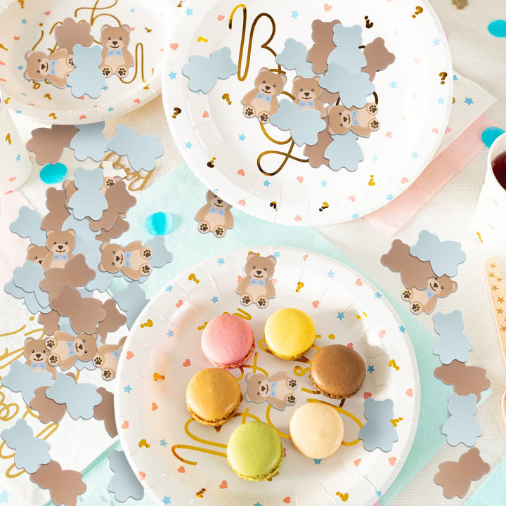 500 Pieces Bear Shaped Confetti Baby Shower Cream Brown