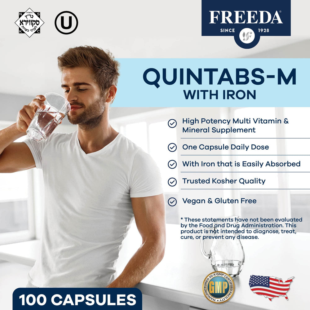 FREEDA Multivitamin – Quintabs-M with Iron – Kosher Mul