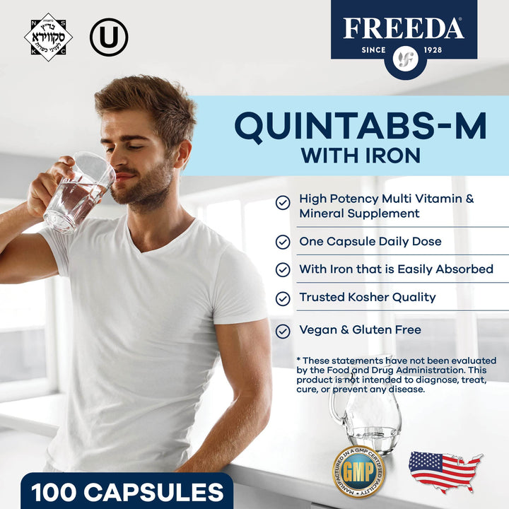 FREEDA Multivitamin – Quintabs-M with Iron – Kosher Mul