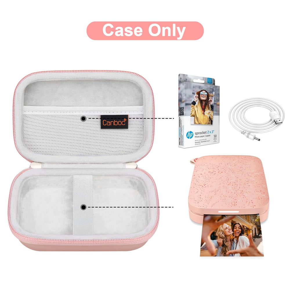 Carrying Case for HP Sprocket 2x3 Instant Smartphone Photo Printer, KODAK Step Wireless Mobile Photo Printer, Lifeprint 2x3 Photo Printer, Mesh Bag fit Photo Paper Cable, Rose Gold
