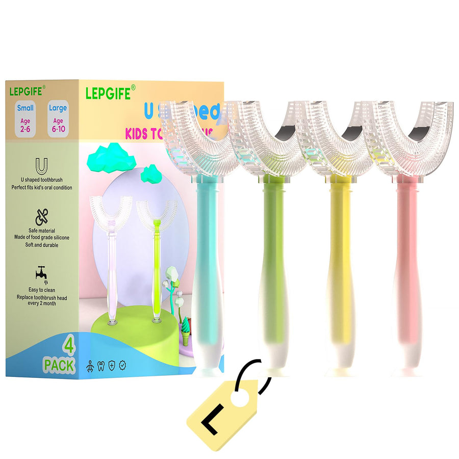 U Shaped Kids Toothbrush 4 Pack, U-Type Whole Mouth Too