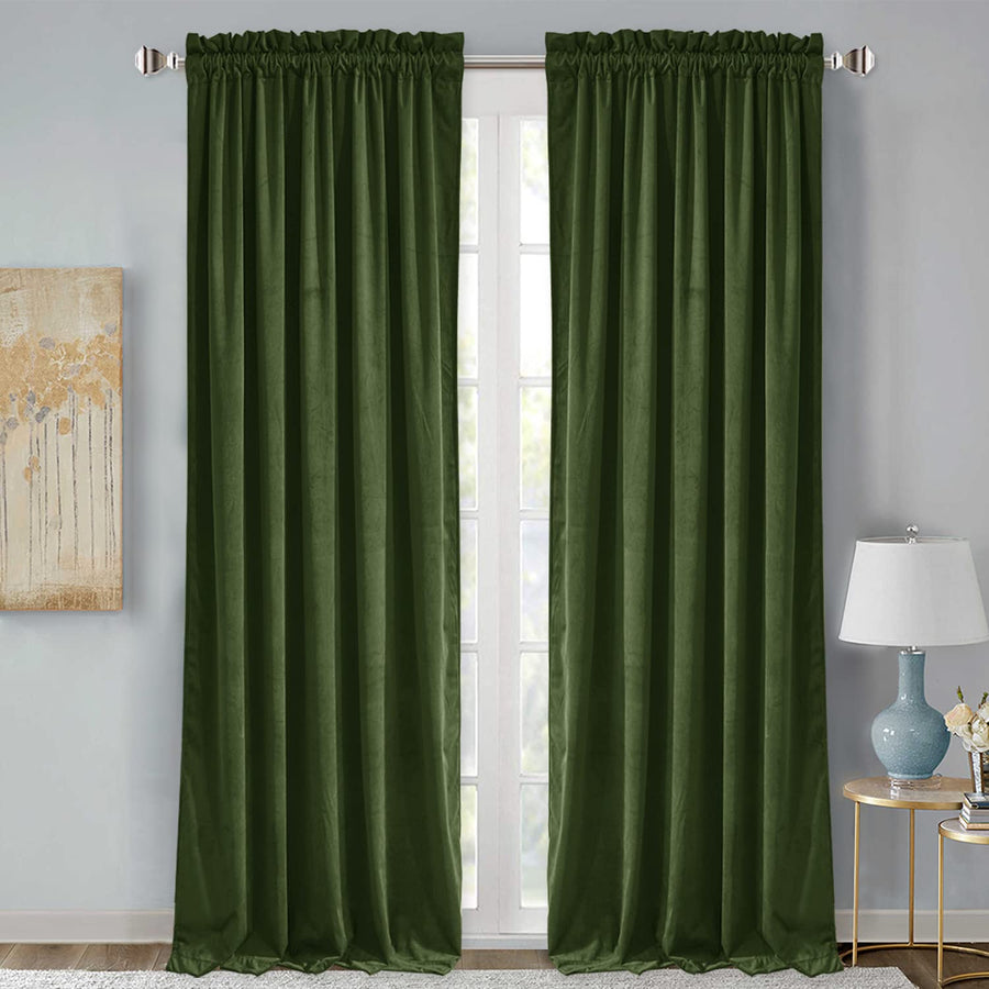 StangH Christmas Velvet Curtains Moss Green Heavy Therm