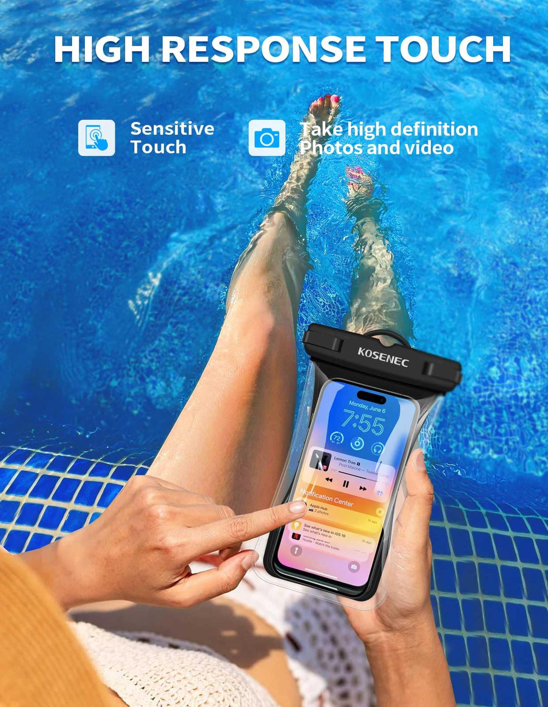 Universal Waterproof Phone Case, Floating IPX8 Waterproof Cellphone Pouch Underwater Dry Bag for iPhone15/14/13/12/SE/XS/XR/8 Galaxy, for Beach/Diving/Surfing/Skiing 6.9 | 2Pack