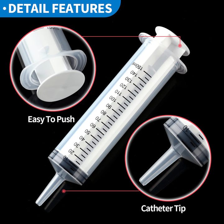 150ml Syringe without Needle, Individually Wrapped for Industrial, Scientific, Measuring, Watering, Pet Feeding, Liquid Refilling and Dispensing (Pack of 5)