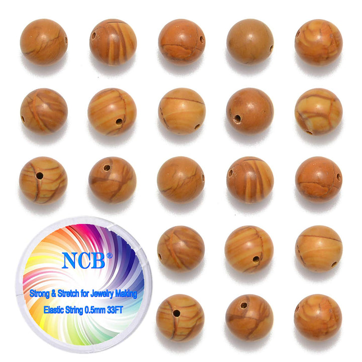 100pcs 8mm Round Woodgrain Jasper Loose Gemstone Genuine Real Stone Beading DIY Charm Smooth Beads for Bracelet Necklace Jewelry Making (Woodgrain Jasper, 8mm 100Beads)