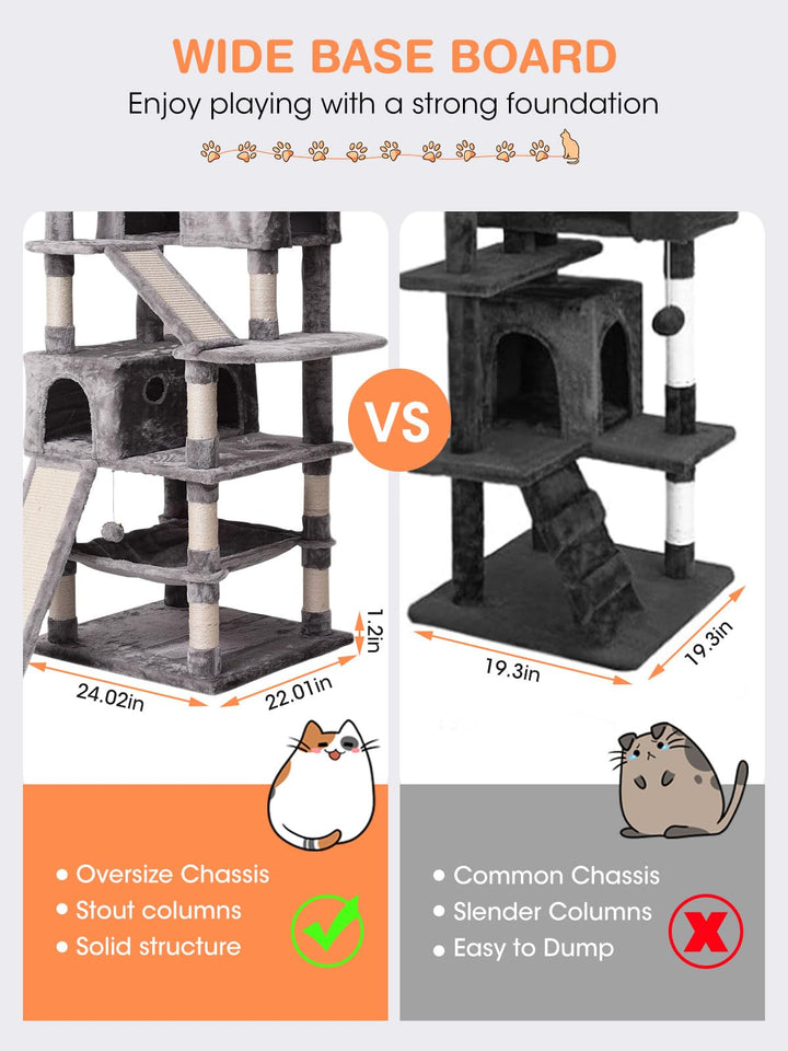 MQ Cat Tree Tower 36.7in with Padded Plush Perches, Con