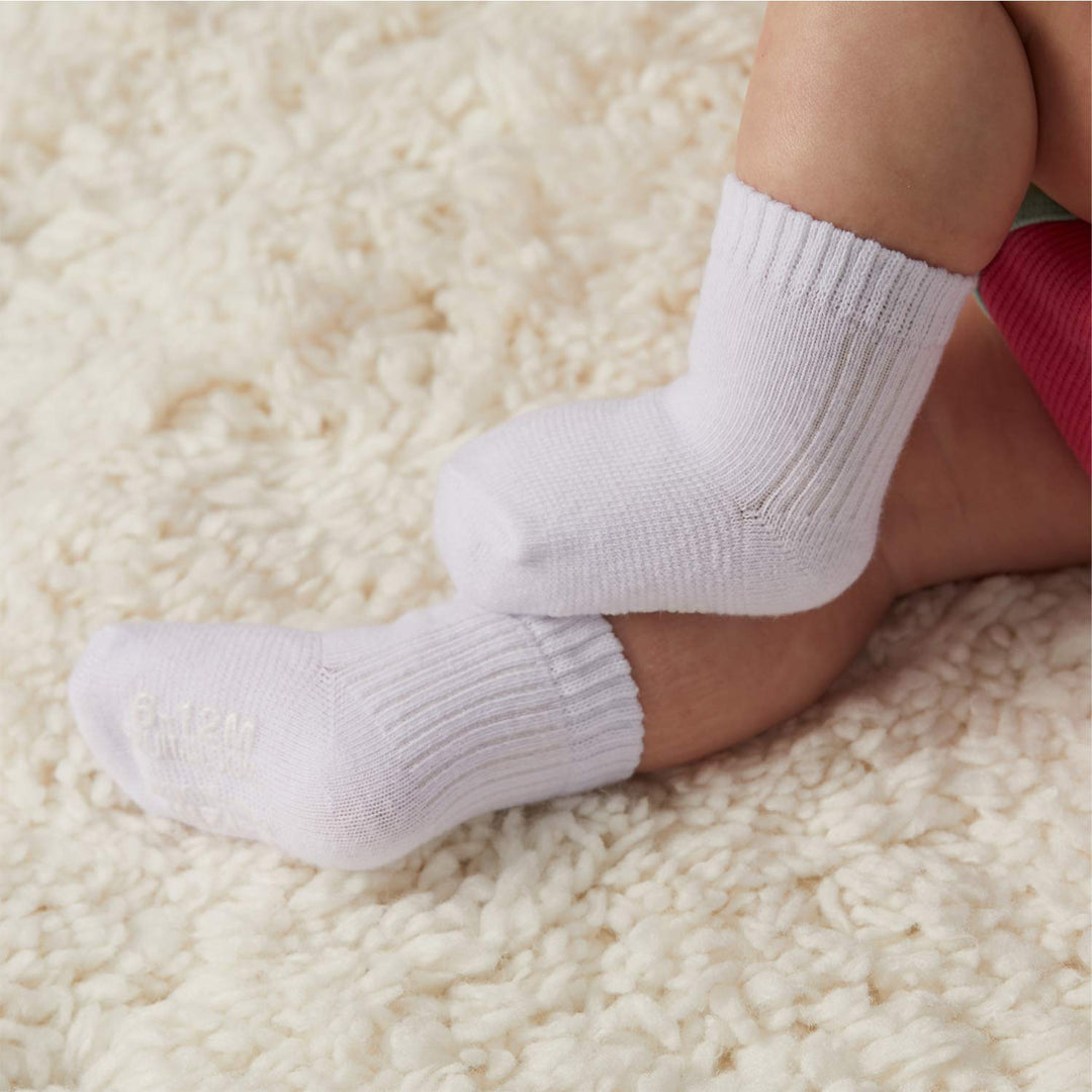 Baby 14-Pack Grow &amp; Fit Flex Zones Cotton Stretch Socks - Unisex, Girls, Boys (0-6 Months, Pink)