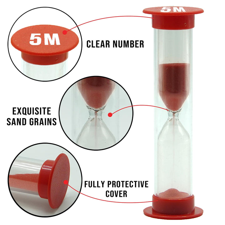 Sand Timer for Kids Set of 3 Small Colorful Hourglass Acrylic Covered Clock 1Min 2Min 5Min for Classroom, Home &amp; Kids Room