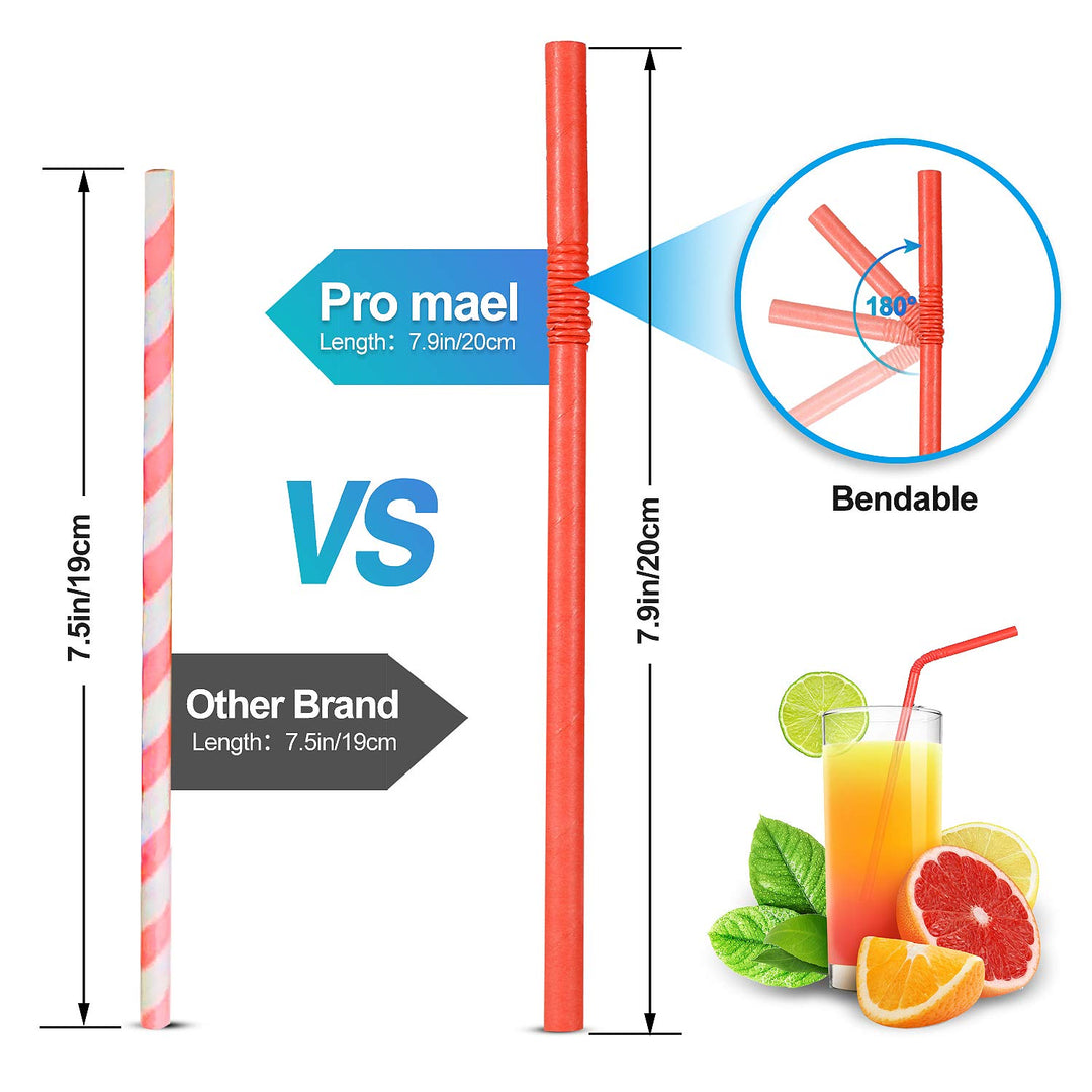 Pro Mael Paper Drinking Straws, Flexible Straws for Jui