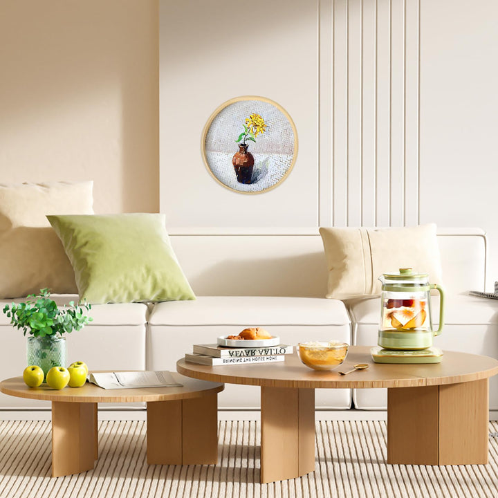 4pcs Woven Bamboo Tray Basket Round Flat Shallow Basket Wall Art Ornament for DIY Drying Food Fruit Basket Kitchen Wall Hanging Decorations