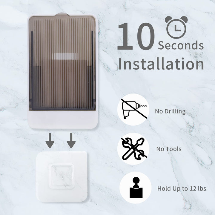 Bar Soap Holder Dish Shower 2 PCS Self Draining Soap Container with Lid, Wall Mounted Soap Box Tray for Bathroom Bathtub Sink, Waterproof White, Adhesive Include (White)