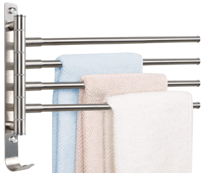 Towel Rack 15 inch Swivel Towel Racks for Bathroom Wall Mounted, Bath Towel Bar Stainless Steel 4-Arm Towel Holder Brushed Nickel, Space Saving