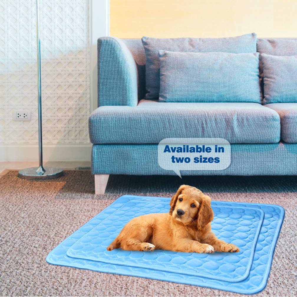 Washable Dog Cooling Mat Ice Silk Pet Self Cooling Pad Blanket for Indoor &amp; Outdoor Car Seats (Blue, 40x28 in)