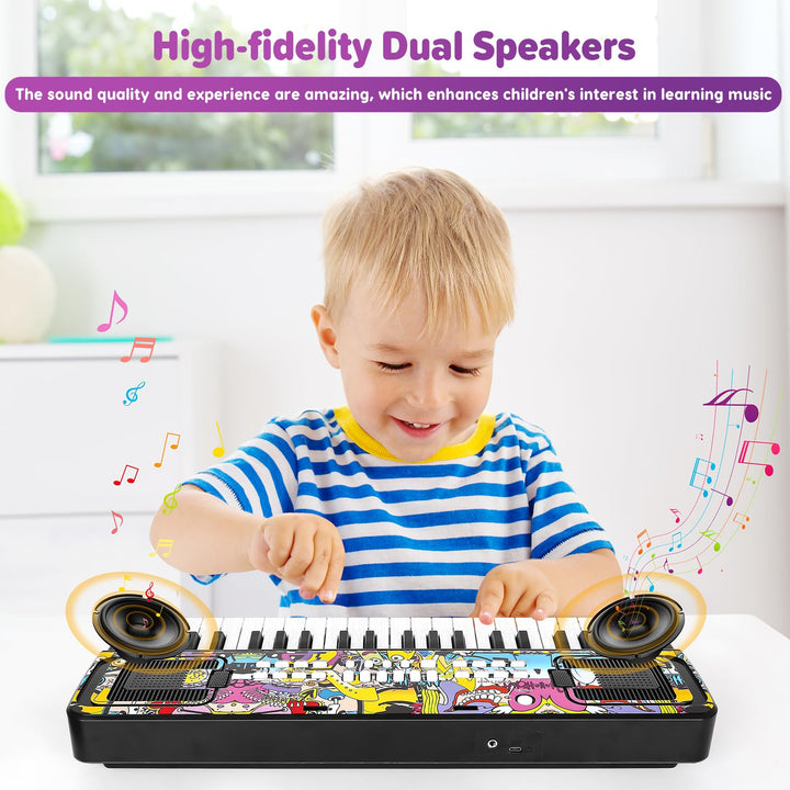 M SANMERSEN Piano Keyboard for Kids, Piano for Kids Music Keyboards 37 Keys Electronic Pianos with Music Book Bracket Musical Toys for Toddlers Kids Beginners 3-8 Years Old Girls Boys