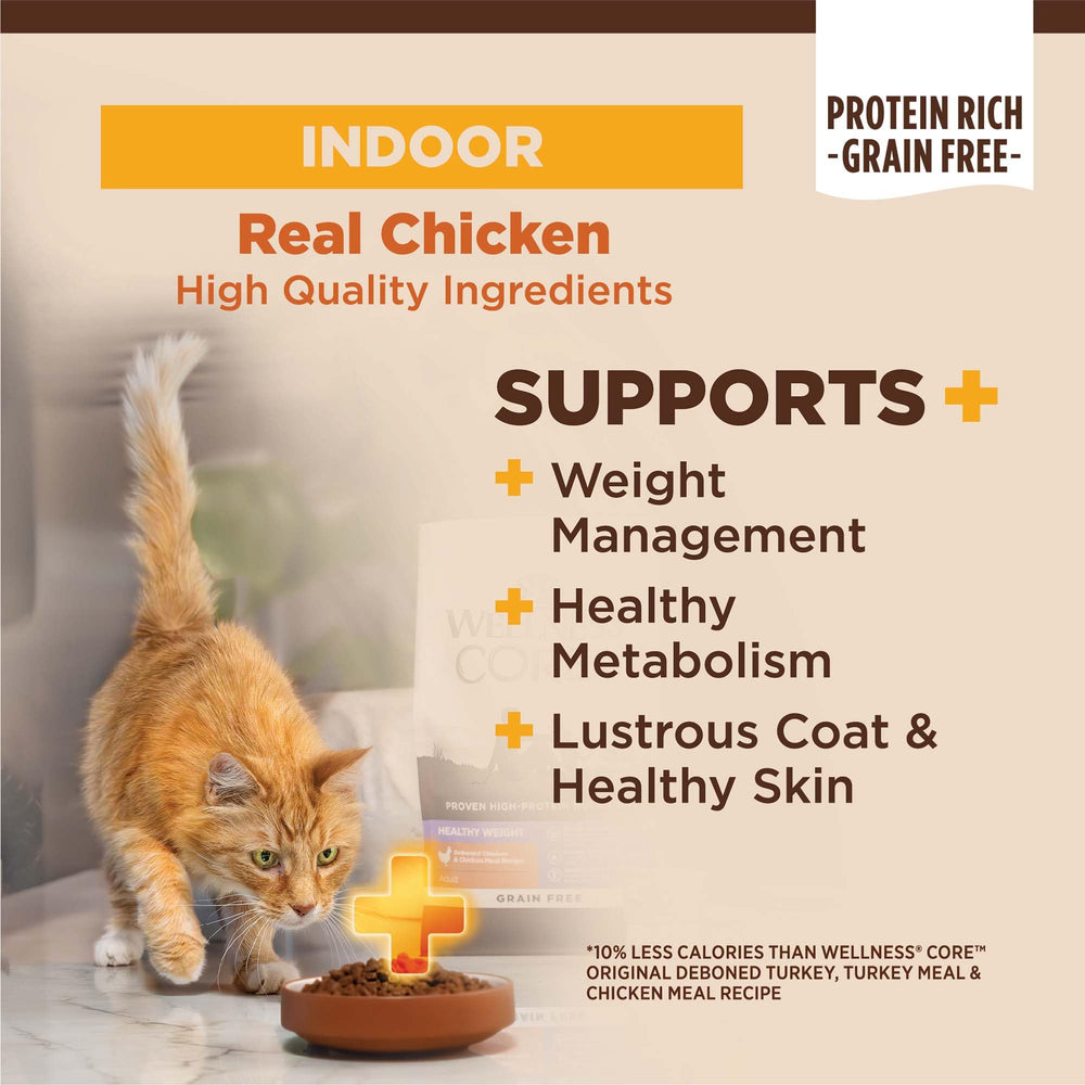 CORE+ Adult Dry Cat Food for Indoor Cats, Grain Free, Natural, Chicken, Turkey & Chicken Meal (11 Pound Bag)