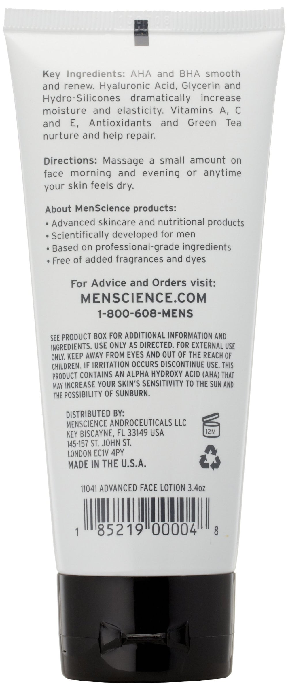 Menscience Androceuticals Advanced Face Lotion, 3.4 Fl. Oz.
