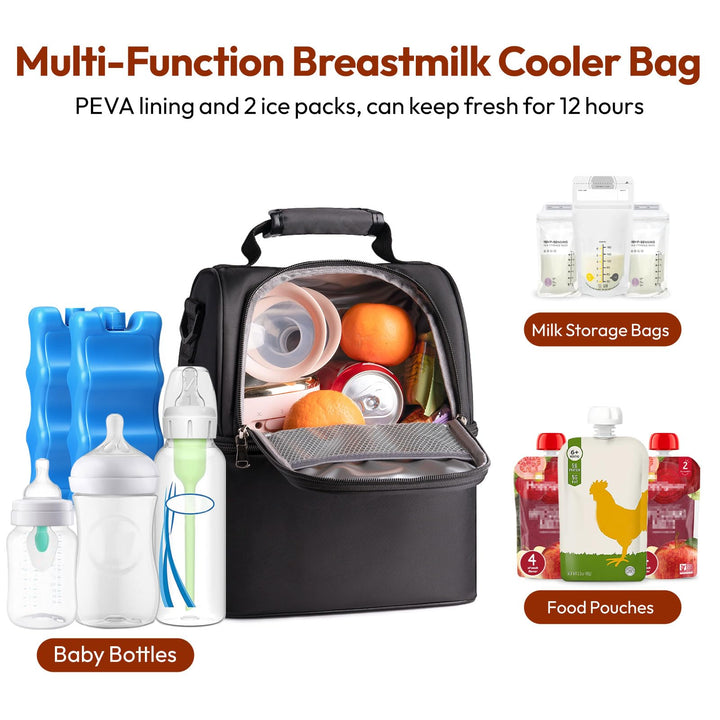 NCVI Breastmilk Cooler Bag with 2 Ice Pack, Breast Pump