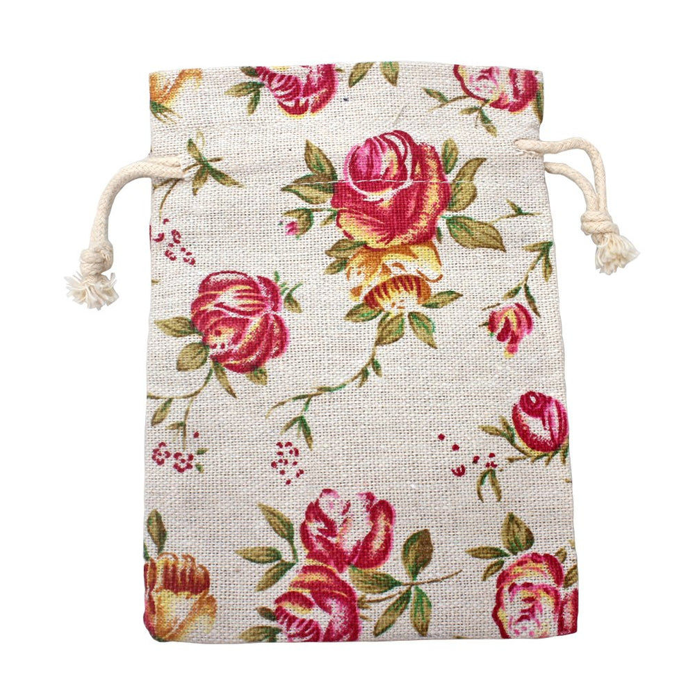 FASOTY Lot of 24 Rose Drawstring Burlap Bags Flower Pou