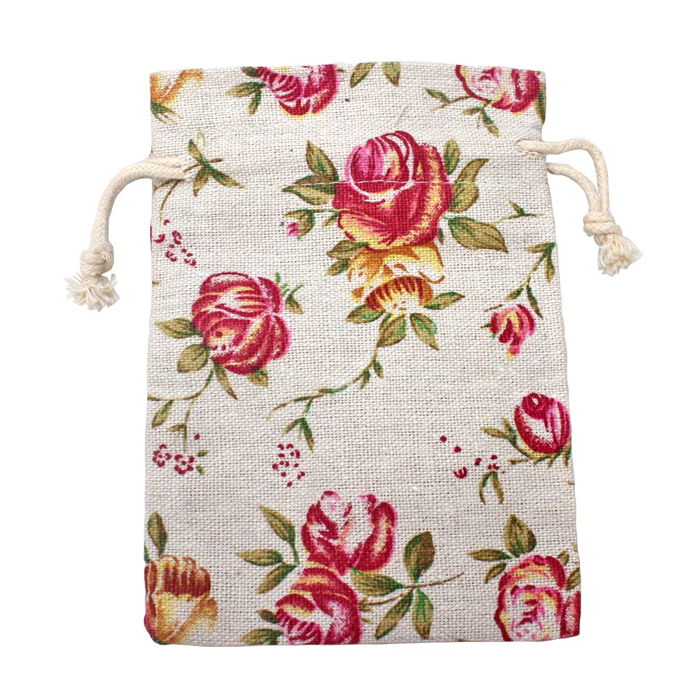 FASOTY Lot of 24 Rose Drawstring Burlap Bags Flower Pou