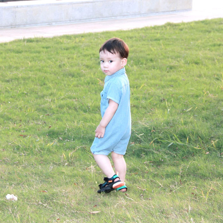 Baby Boy Jeans Shorts Infant 1 Piece Shirt Polo Suit Point Collar Overalls Cotton Jumpsuit Denim Romper,3-6 Months