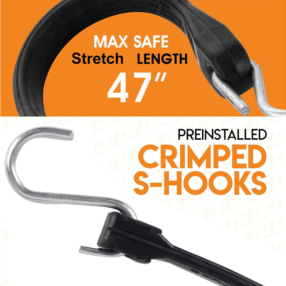 20 Pack 31&#39;&#39; Adjustable Natural Rubber Tarp Straps, EPDM Bungee Cords with Metal S Hooks, Ideal for Securing Tarps, Canvases, Motorcycle, and Cargo