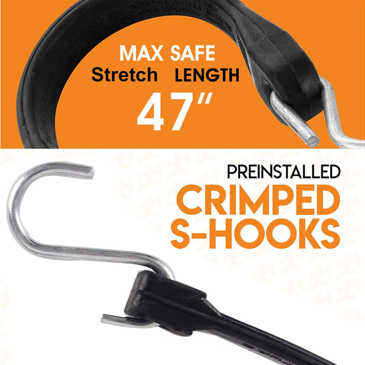 20 Pack 31&#39;&#39; Adjustable Natural Rubber Tarp Straps, EPDM Bungee Cords with Metal S Hooks, Ideal for Securing Tarps, Canvases, Motorcycle, and Cargo