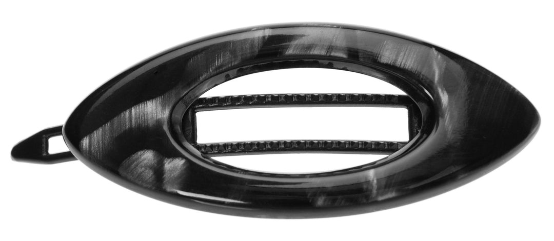 Nacro Black : Mini Cutout Oval on Plastic Tige Boule Barrette - Nacro Black
