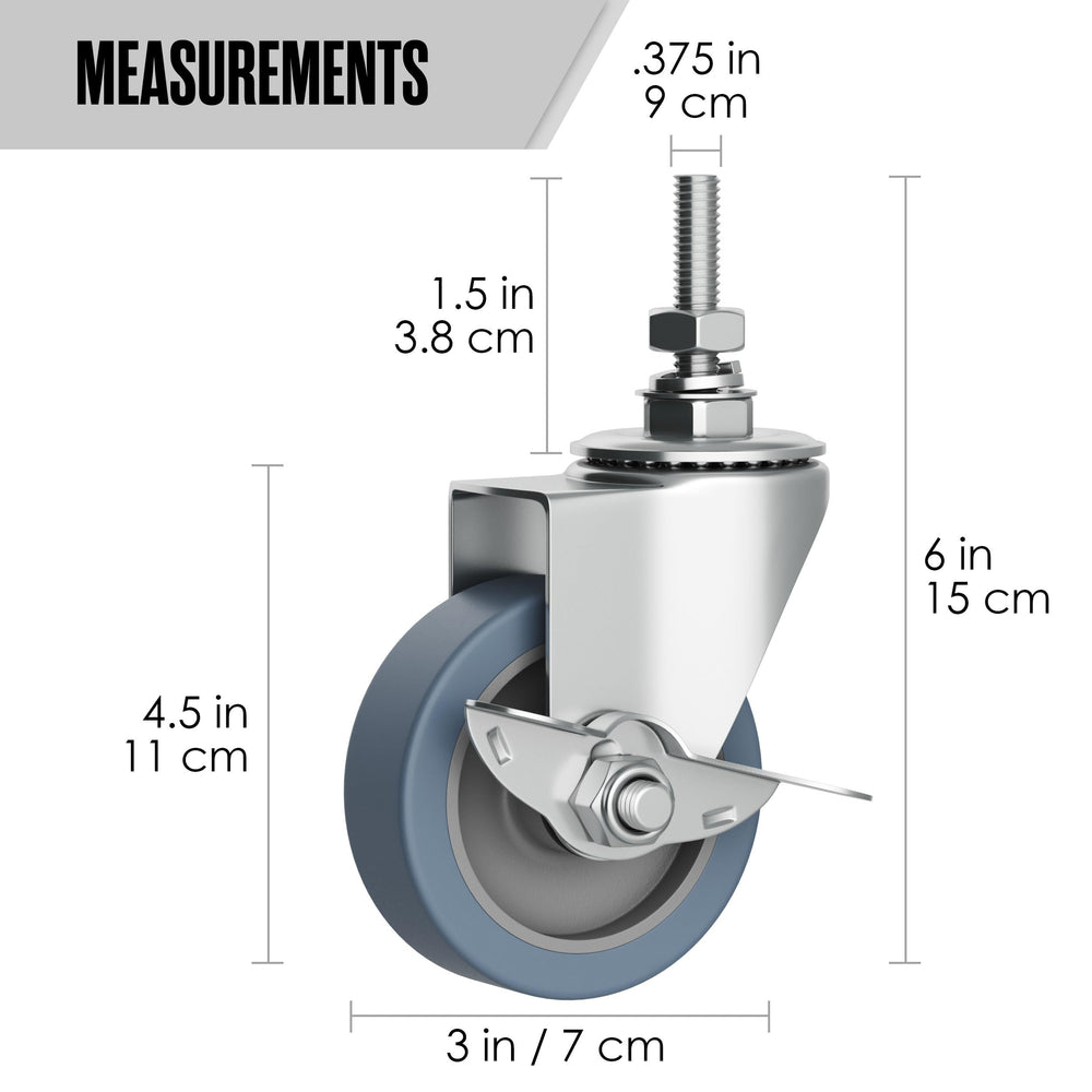 Caster Wheels, Casters, Casters Set Of 4, Stem Casters,