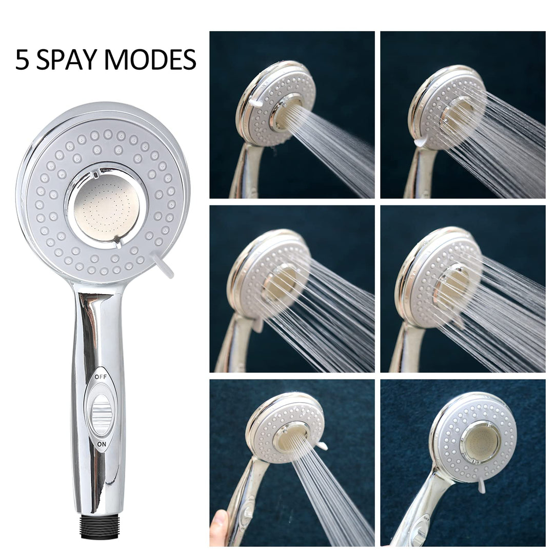 RV Shower Head with Hose and on off switch - High pressure shower head replacement for Bath roomRVMotor homeBoatTravel Trailer and Camper - with Stainless Steel 60&#39;&#39; Hose and bracket