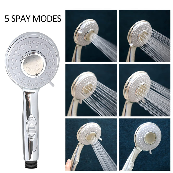 RV Shower Head with Hose and on off switch - High pressure shower head replacement for Bath roomRVMotor homeBoatTravel Trailer and Camper - with Stainless Steel 60&#39;&#39; Hose and bracket