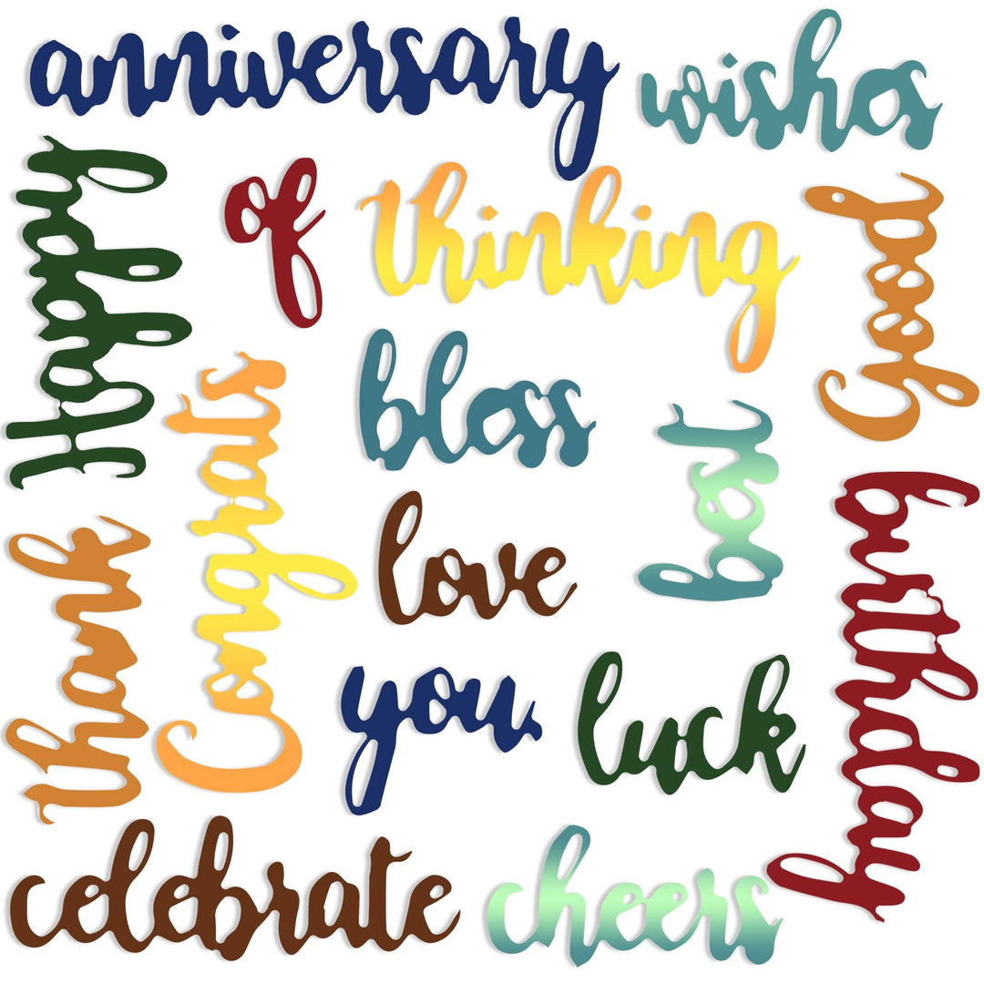 16 Pieces Blessing Cutting Dies Word Dies for Card Making Celebration Cutting Dies Embossing Script Die Stencils for DIY Scrapbook Card Making Decoration(Charming Style)
