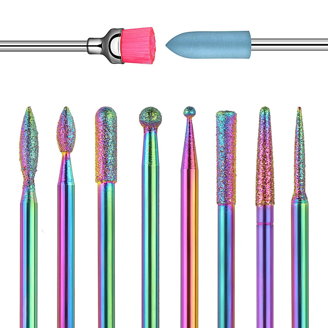 Nail Drill Bits 10Pcs 3/32(2.35mm) Diamond Drill Bit Set for Nails Professional Cuticle Drill Bit Efile Nail Bit for Acrylic Gel Nails, Manicure Pedicure Shapen Remove Tools, Home Salon Use