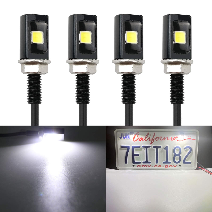 Super Bright License Plate Light, 12V License Tag Screw Bolt Accessories, Waterproof Black Aluminium Light Holder, Legal for Car Motorcycle Truck RV ATV Bike, Xenon White(4PCS)