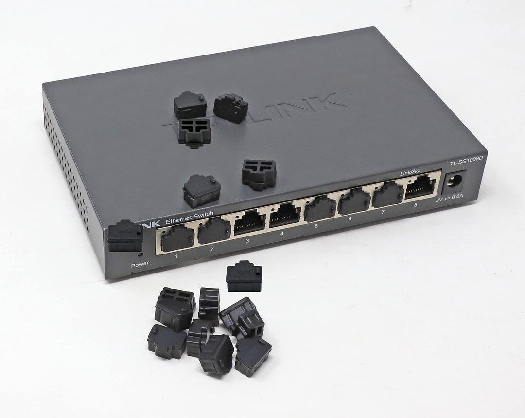 50 Pcs Black Ethernet Hub Port RJ45 Anti Dust Cover Cap Protector Plug
