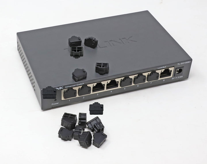 50 Pcs Black Ethernet Hub Port RJ45 Anti Dust Cover Cap Protector Plug